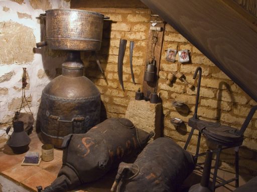 La alquitara y los pellejos